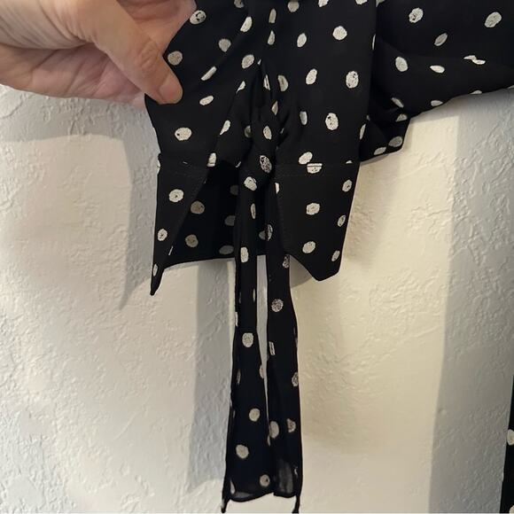 Saint Laurent Classic Crepe Polka Dot Top size FR 36 Long Sleeve tie Accents - Picture 12 of 13
